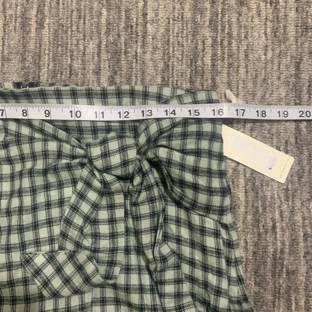 Copper Key Womens Size XL Wrap Skirt Green Black Plaid Side Tie Zip‎ Closure NWT